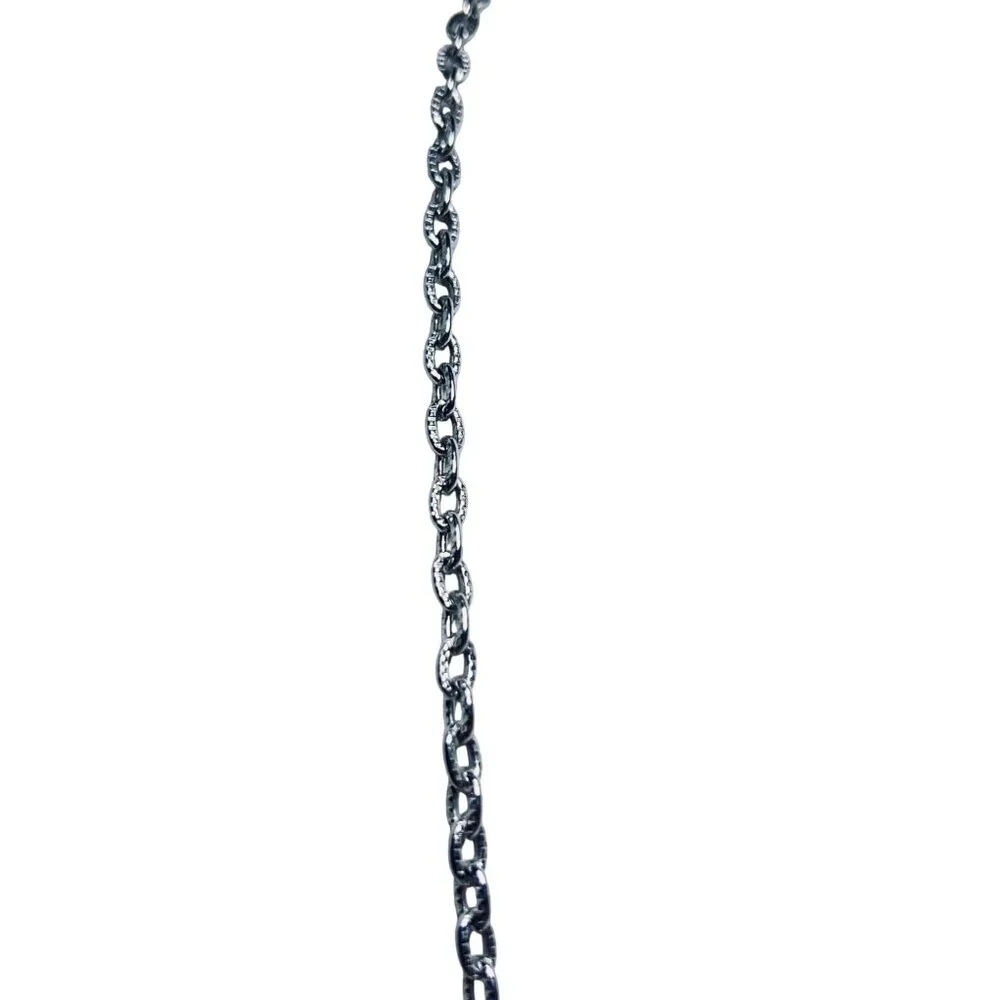 Light Weight Textured Silver Tone Cable Chain Necklace (5815) - Picture 2 of 5